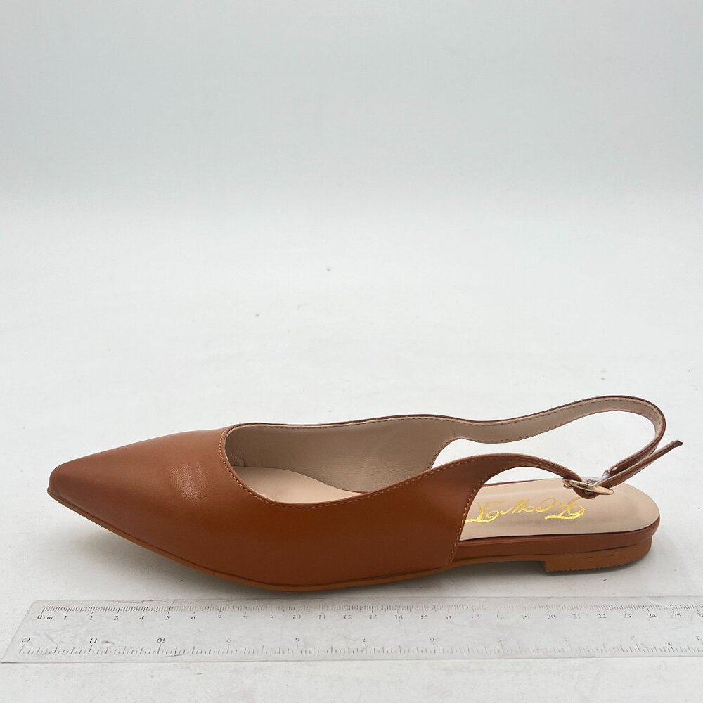 FOWT Brown Pointed Toe Backless Slingbacks Pump Walking Office School Shoes